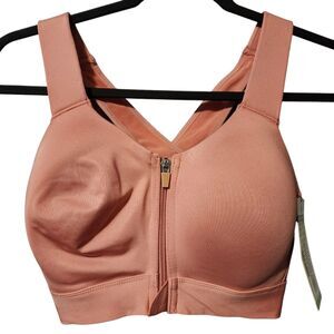 Layer 8 Peach  Zip-Front Sports Bra Size Large New High-Impact Activewear